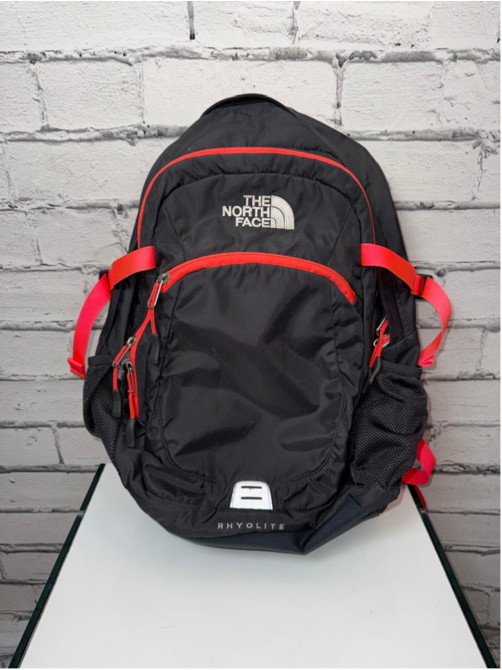 Women’s The North Face Rhyolite Black Pink Backpack Hiking Bag 18x12x6